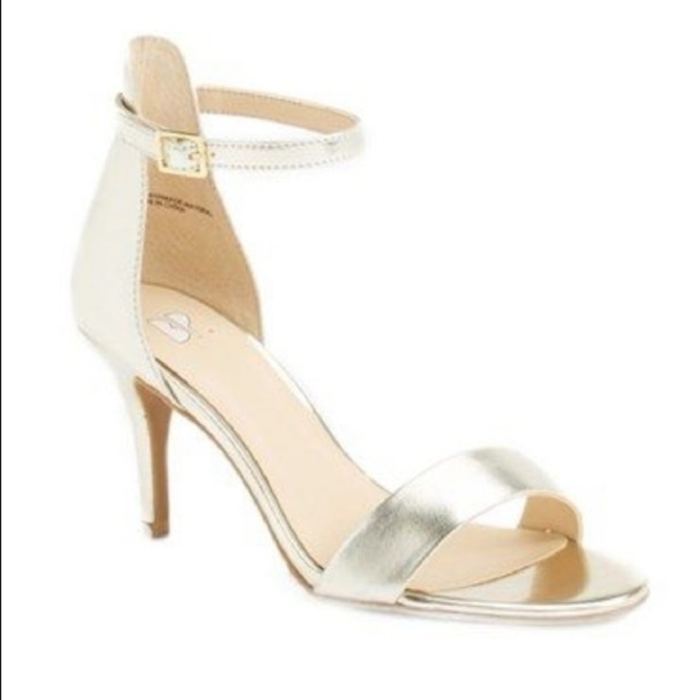 Ankle Strap Gold Sandal Heels